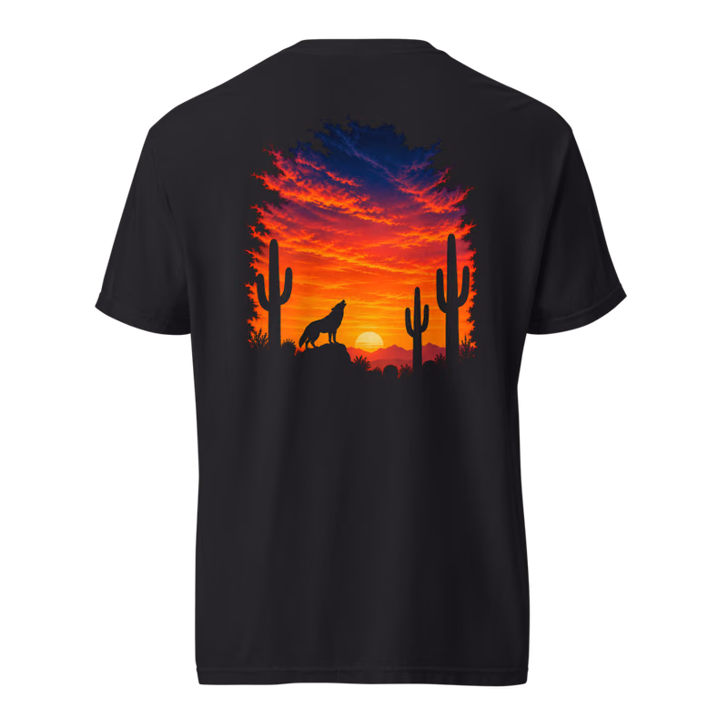 Cactus Hour Tee, Black, back print, back