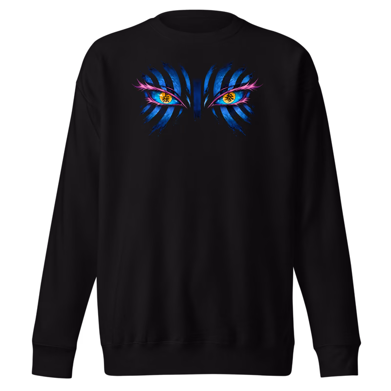 Akaza Upper Moon Three Sweatshirt, Black, eyes front + move back, front