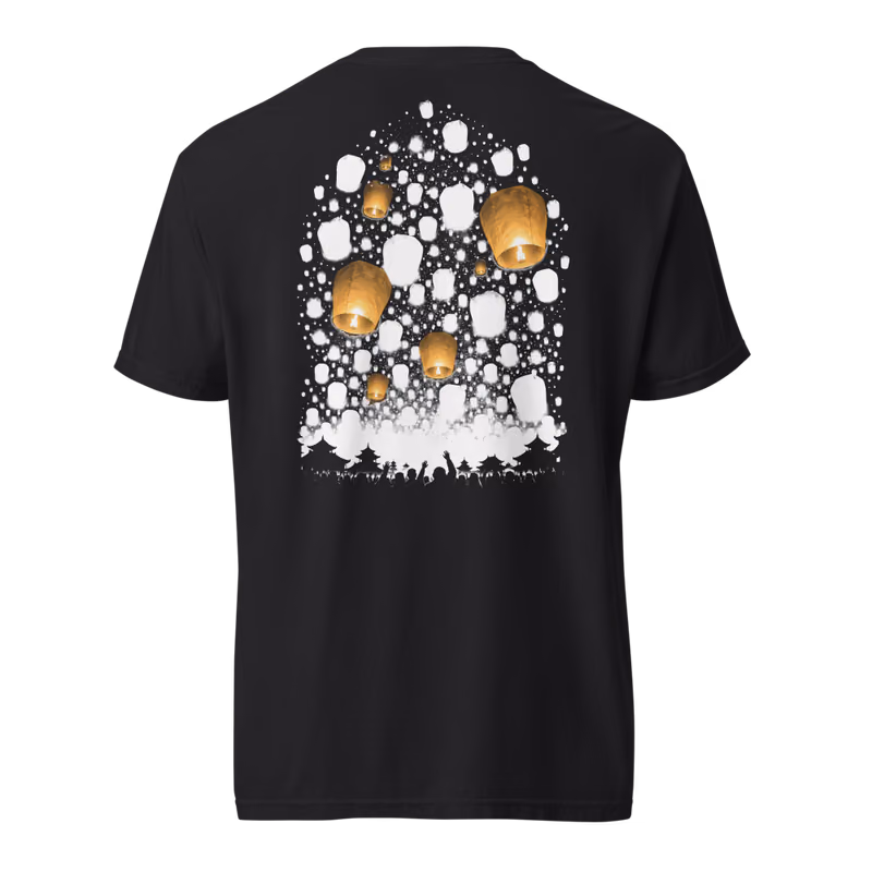 Lantern Festival Tee, Black, back print, back