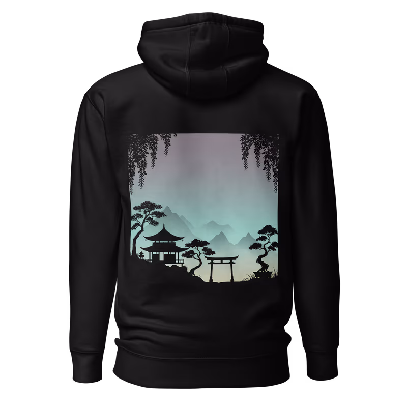 Midnight Temple Silhouette Hoodie, Black, view