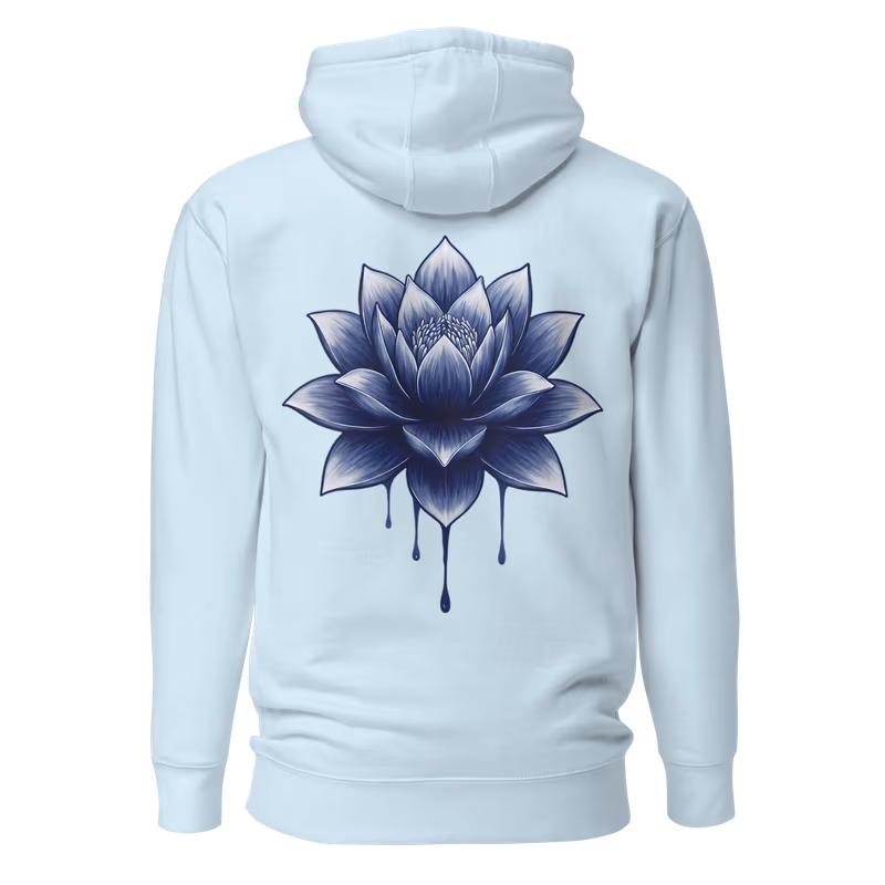 Blue Lotus Unisex Hoodie, Sky Blue, view 3