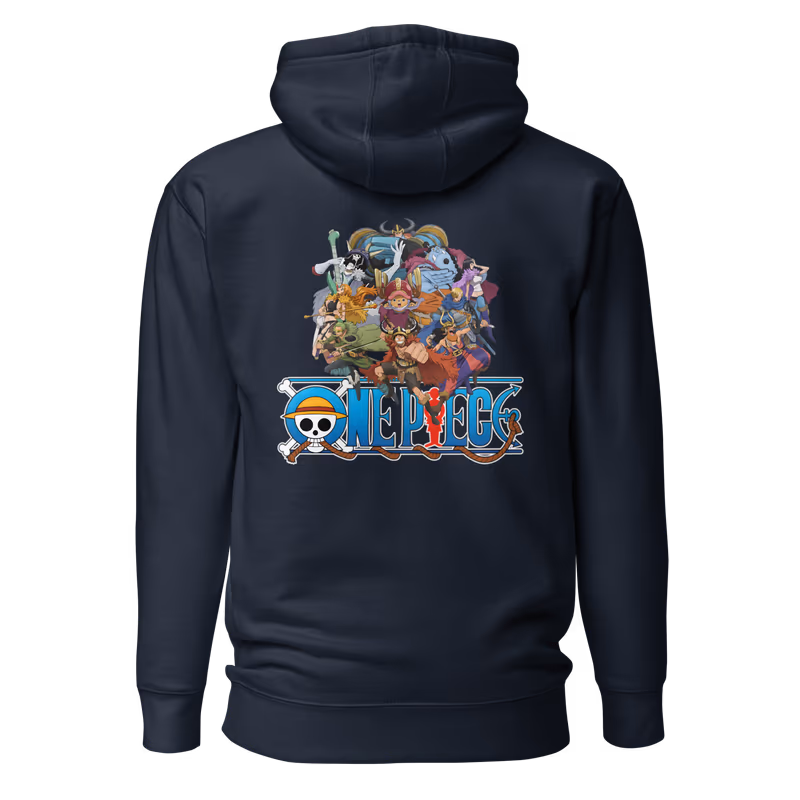 Elbaf Straw Hat Crew Cast Collage Hoodie, White, view 4