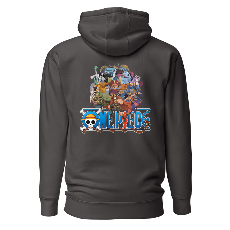 Elbaf Straw Hat Crew Cast Collage Hoodie, White, view 5