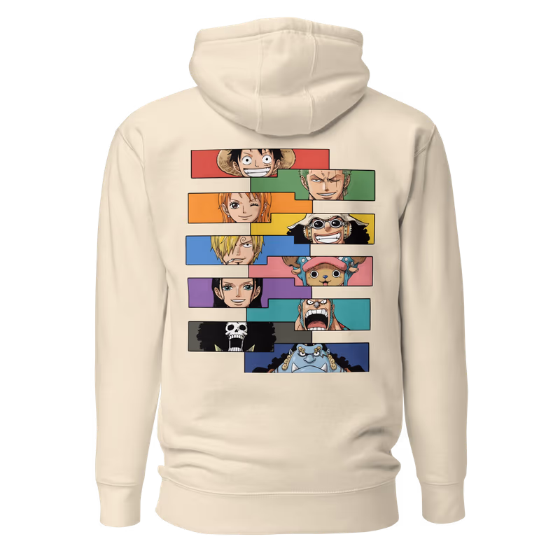 Straw Hat Crew Faces Hoodie, Bone, view 2