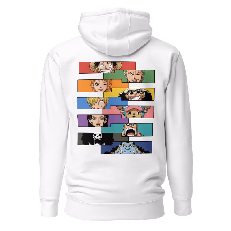 Straw Hat Crew Faces Hoodie, Bone, view 3