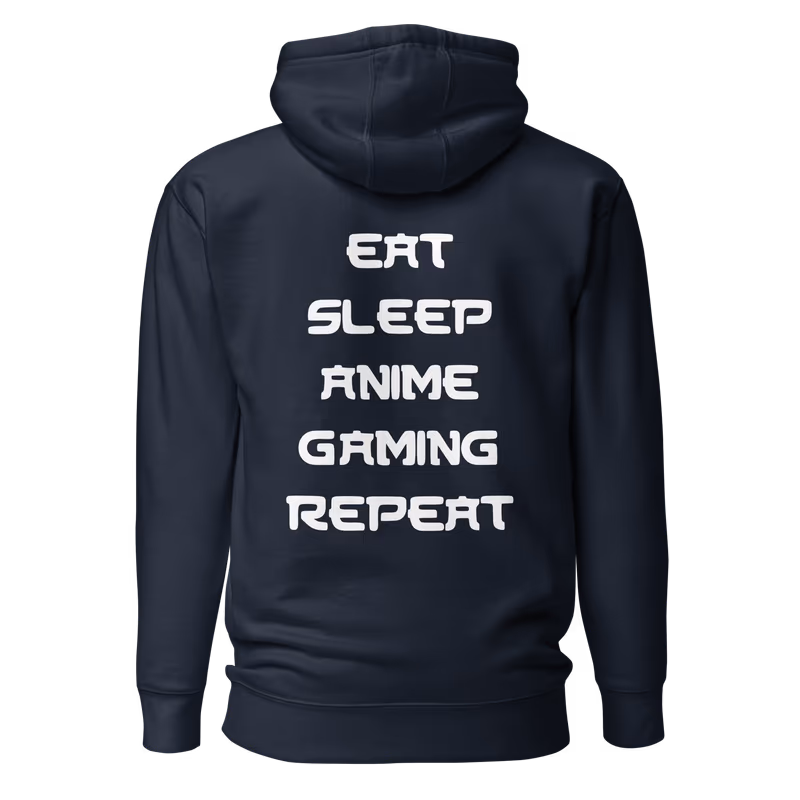 Eat Sleep Anime Gaming Repeat Unisex Hoodie, Black, view 3