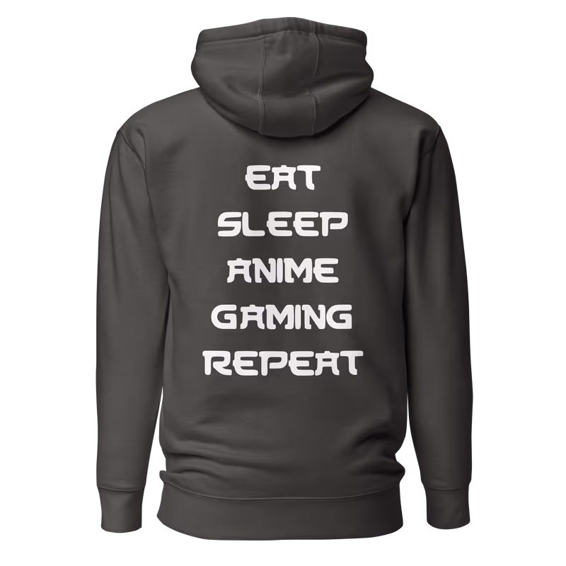 Eat Sleep Anime Gaming Repeat Unisex Hoodie, Black, view 4