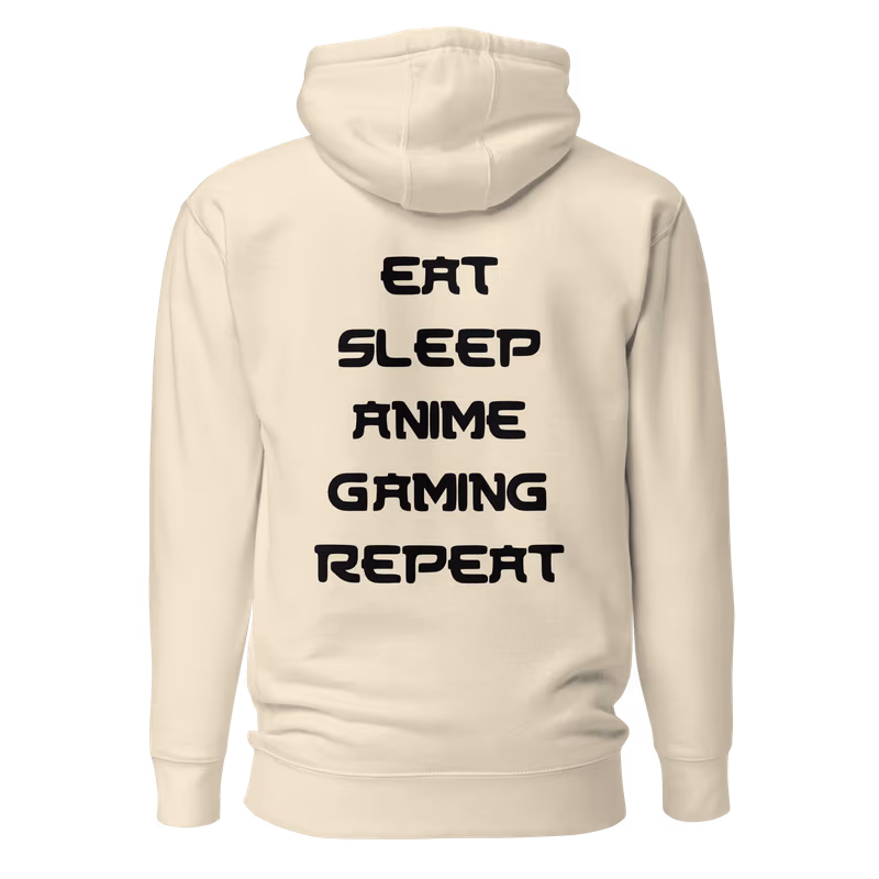 Eat Sleep Anime Gaming Repeat Unisex Hoodie, Black, view 5