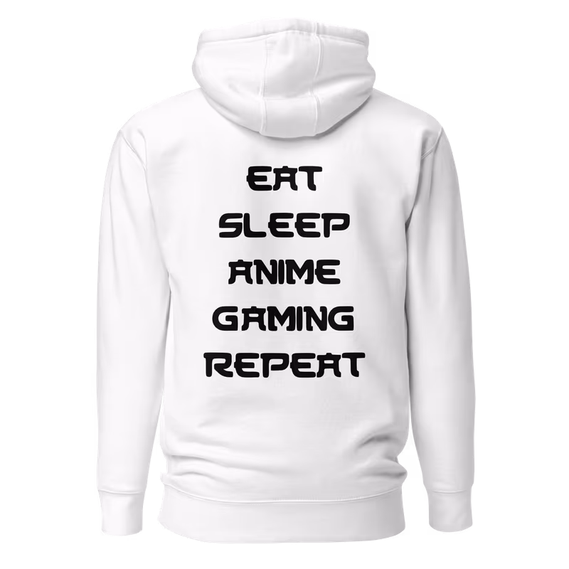 Eat Sleep Anime Gaming Repeat Unisex Hoodie, Black, view 6