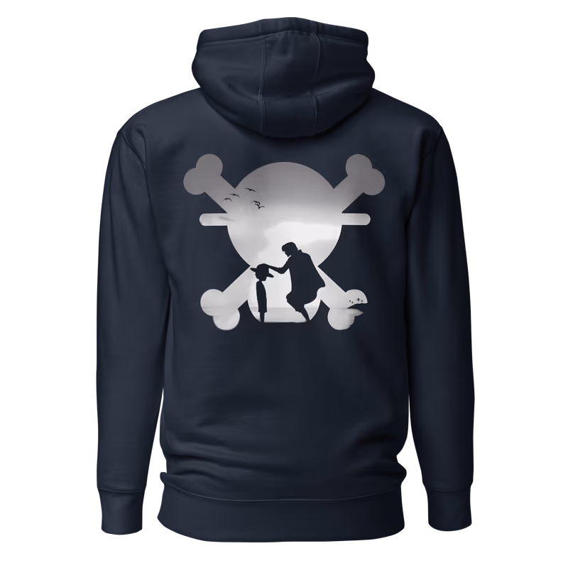 Shanks & Luffy Silhouette One Piece Hoodie, Black, view 3