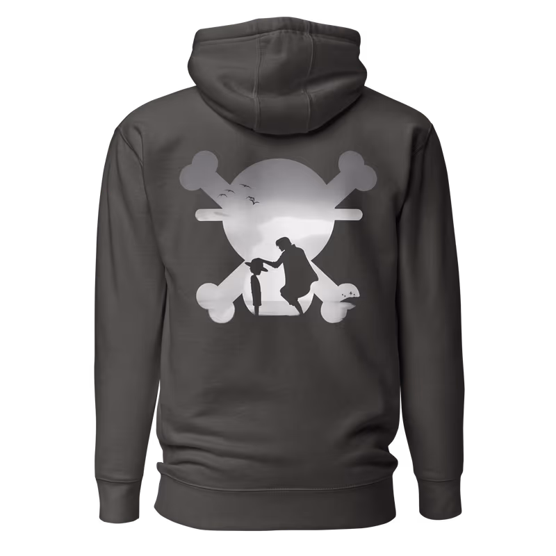 Shanks & Luffy Silhouette One Piece Hoodie, Black, view 4