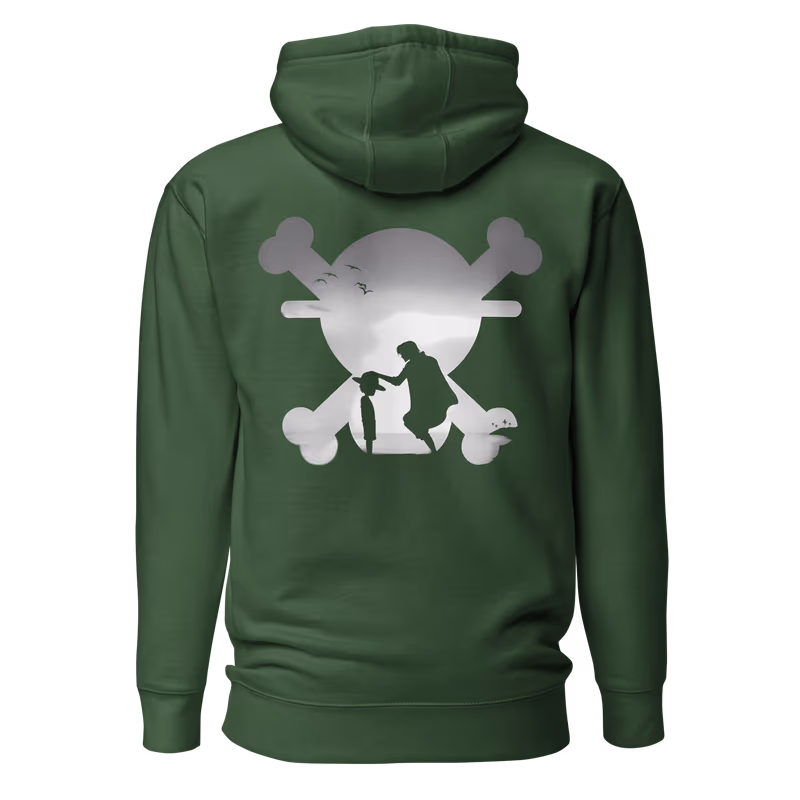 Shanks & Luffy Silhouette One Piece Hoodie, Black, view 5