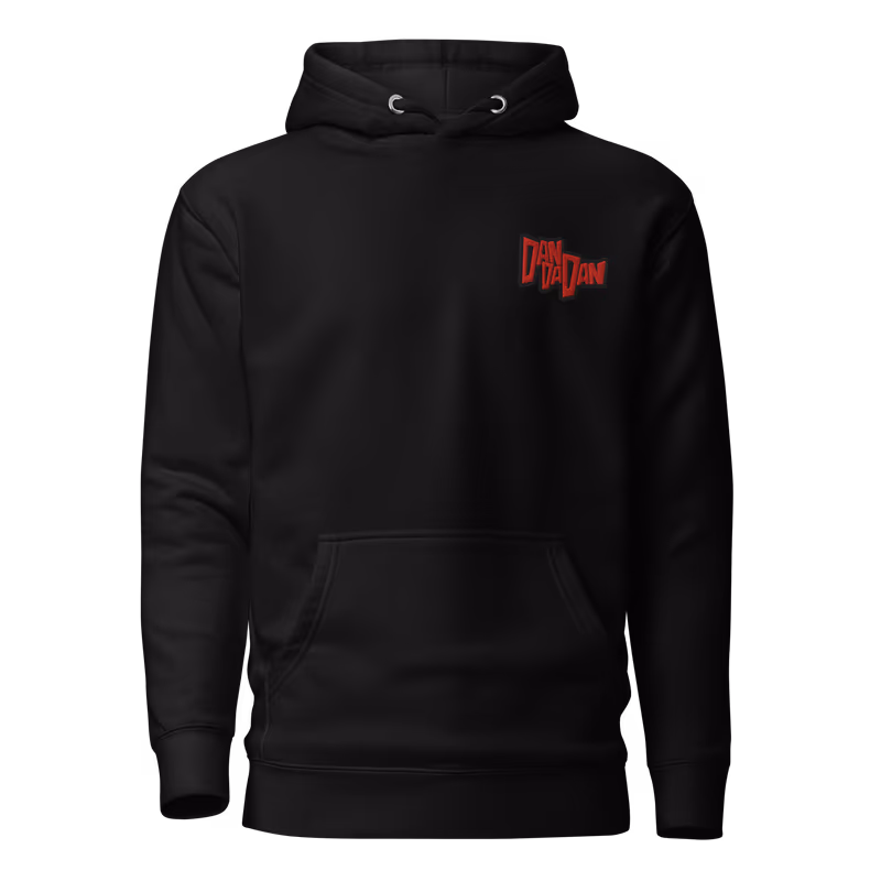 Embroidered Logo Dandadan Hoodie, Black, view