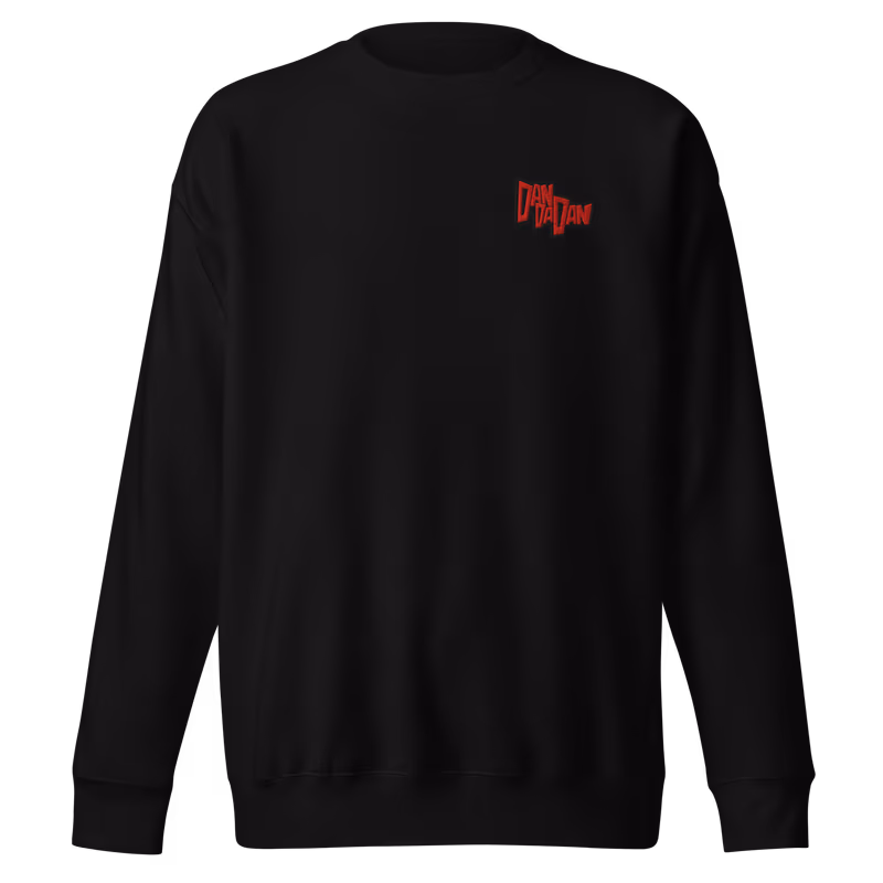 Embroidered Logo Dandadan Premium Sweatshirt, Black, view