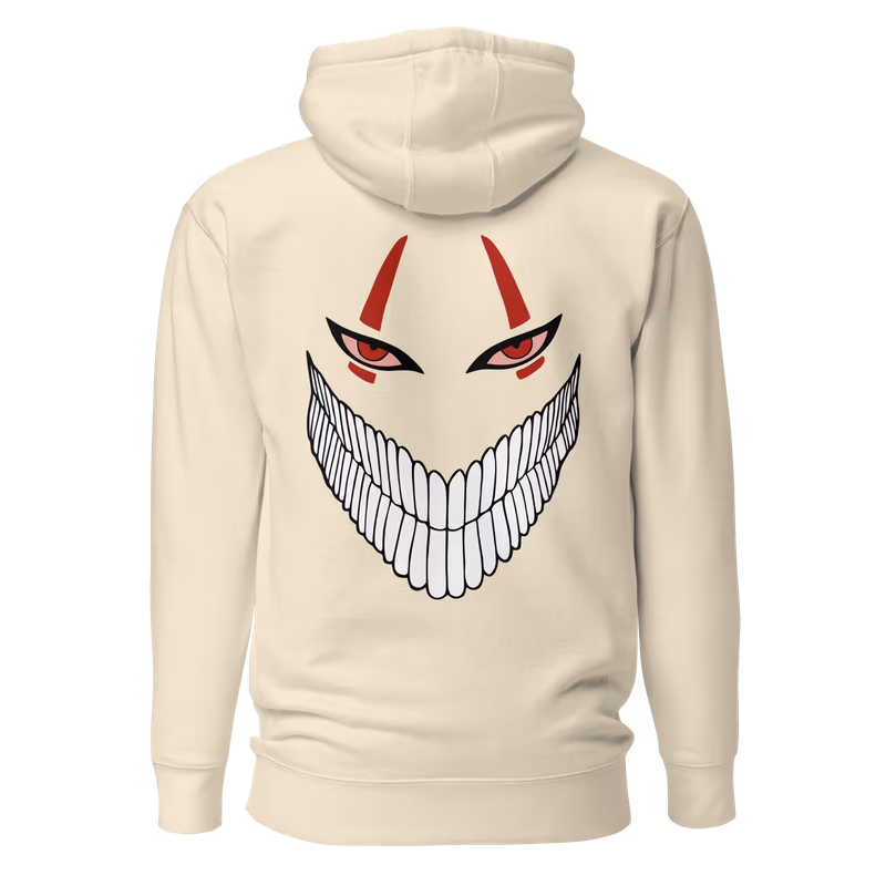 Okarun Turbo Granny Back Face Dandadan Hoodie, Bone, view 3