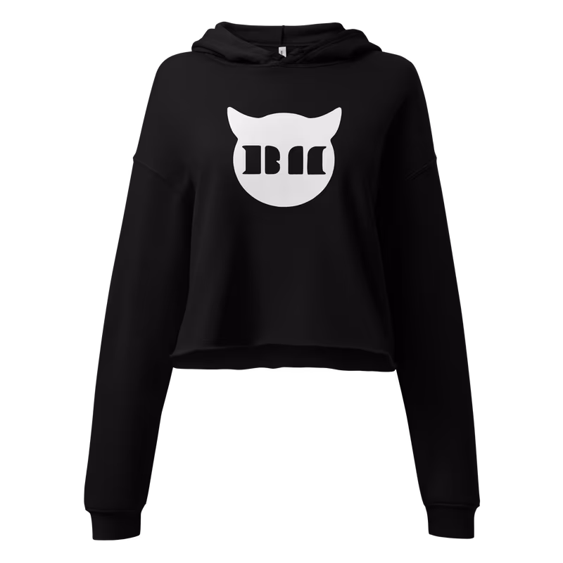 BABYMONSTER Logo Crop Hoodie, Black, view