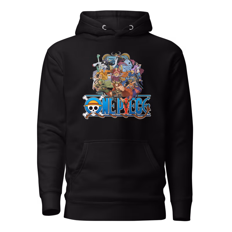 Elbaf Straw Hat Crew One Piece Hoodie, Black, view