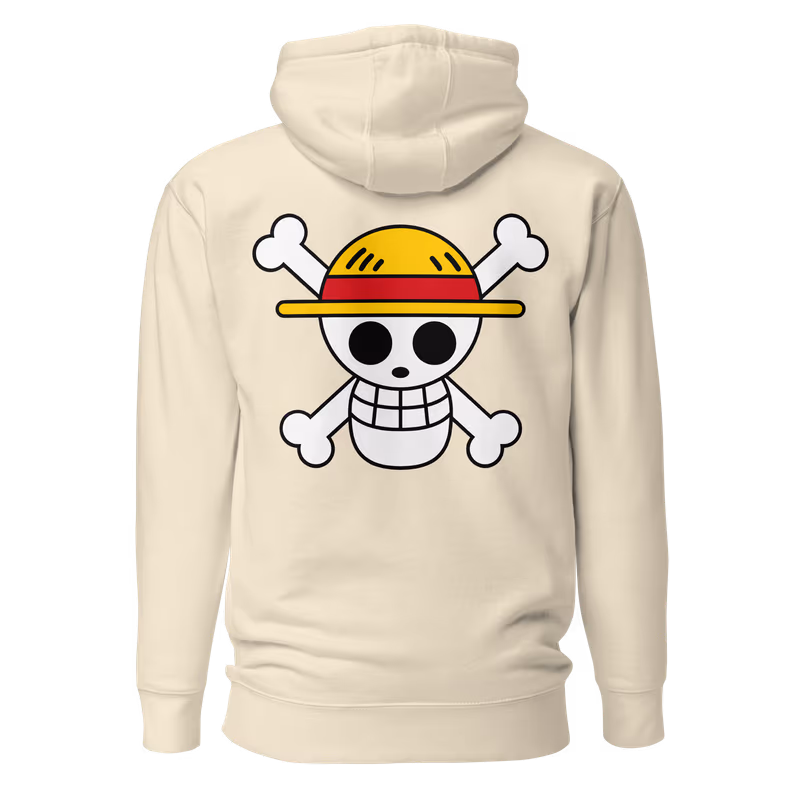 Straw Hat Jolly Roger One Piece Hoodie, Black, view 5