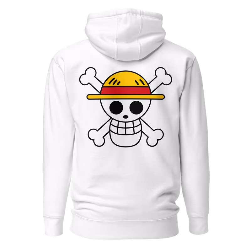 Straw Hat Jolly Roger One Piece Hoodie, Black, view 6