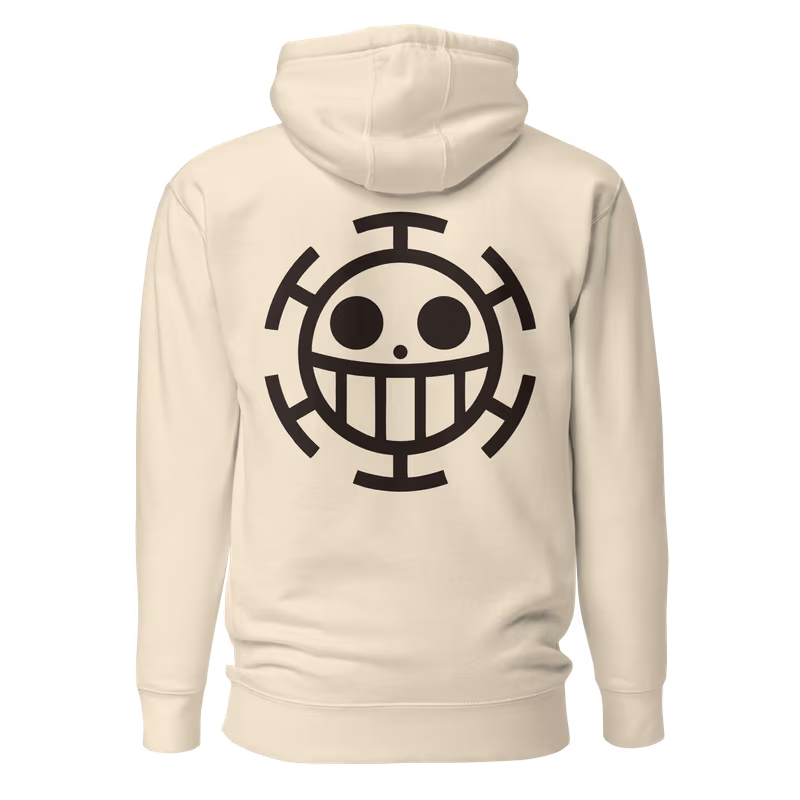 Trafalgar Law Heart Pirates Jolly Roger Hoodie, Bone, view 3