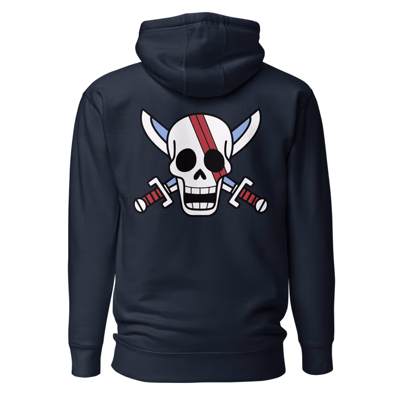 Shanks Red Hair Pirates Jolly Roger Hoodie, Black, view 3