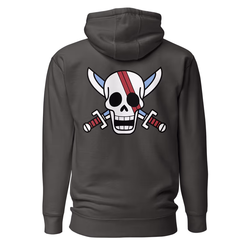 Shanks Red Hair Pirates Jolly Roger Hoodie, Black, view 4
