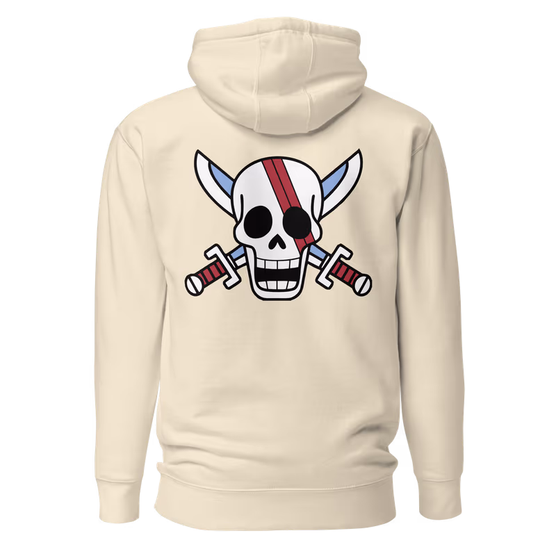 Shanks Red Hair Pirates Jolly Roger Hoodie, Black, view 5