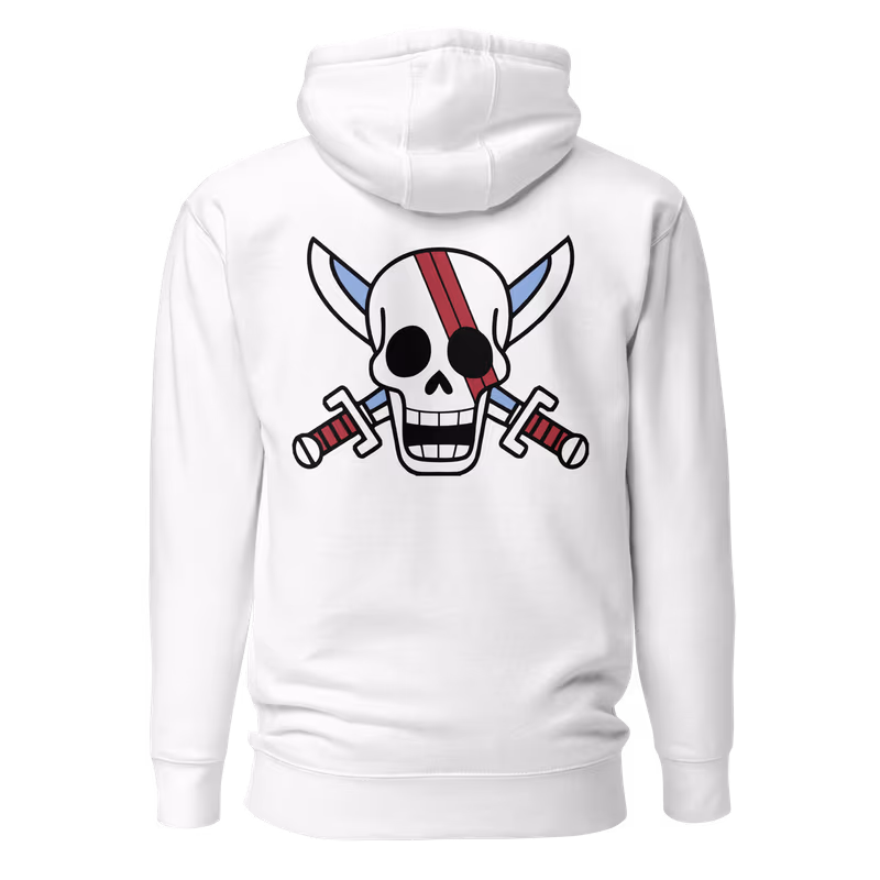Shanks Red Hair Pirates Jolly Roger Hoodie, Black, view 6