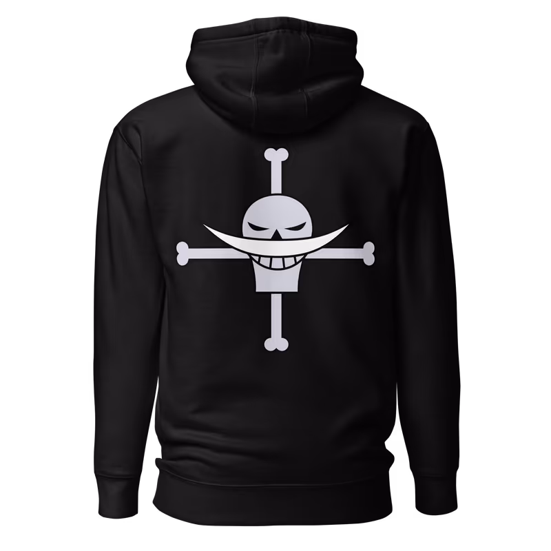 Whitebeard Pirates Jolly Roger One Piece Hoodie, Black, view 2