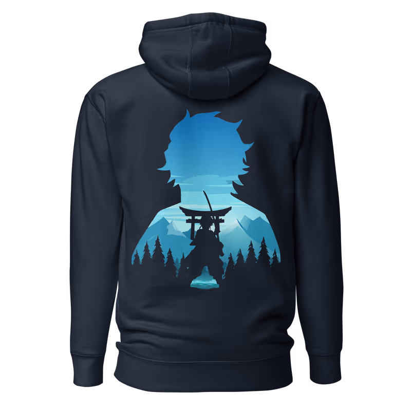 Tanjiro Kamado Demon Slayer Graphic Hoodie, Black, view 3