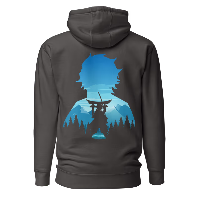 Tanjiro Kamado Demon Slayer Graphic Hoodie, Black, view 4