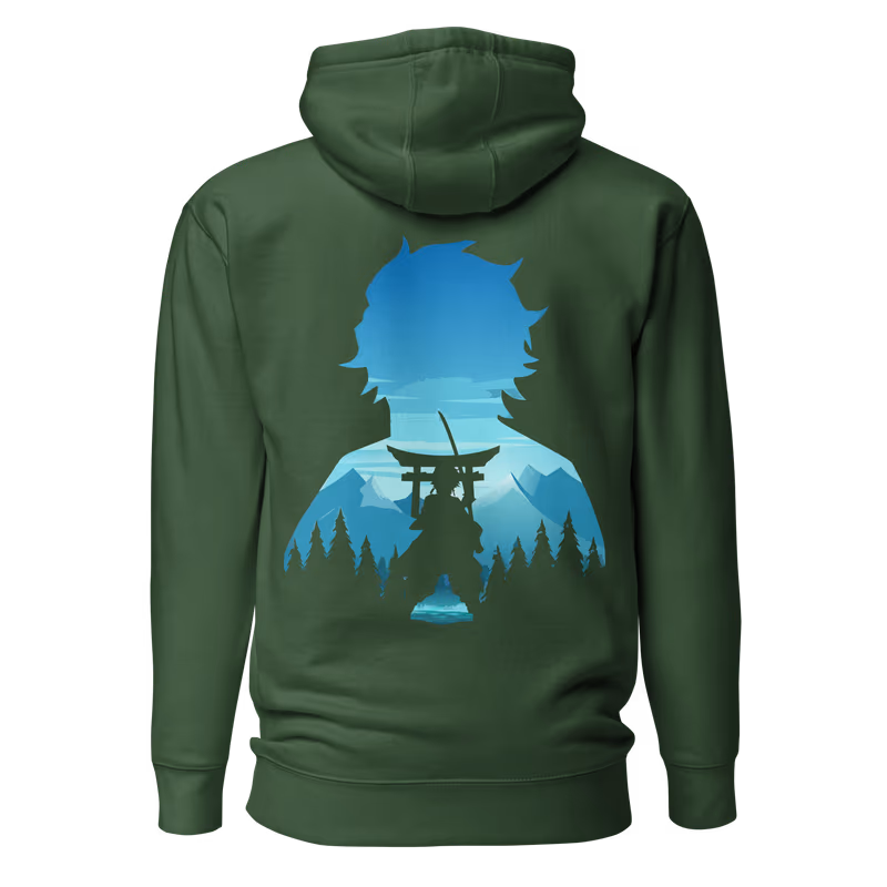 Tanjiro Kamado Demon Slayer Graphic Hoodie, Black, view 5