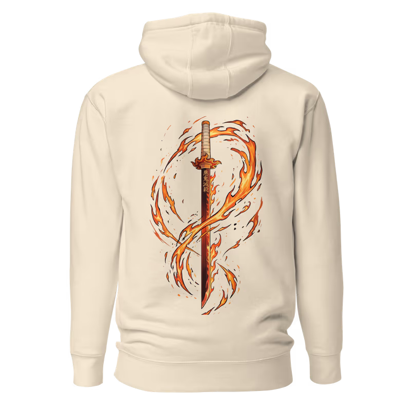 Flame Hashira Rengoku Demon Slayer Hoodie, Black, view 4