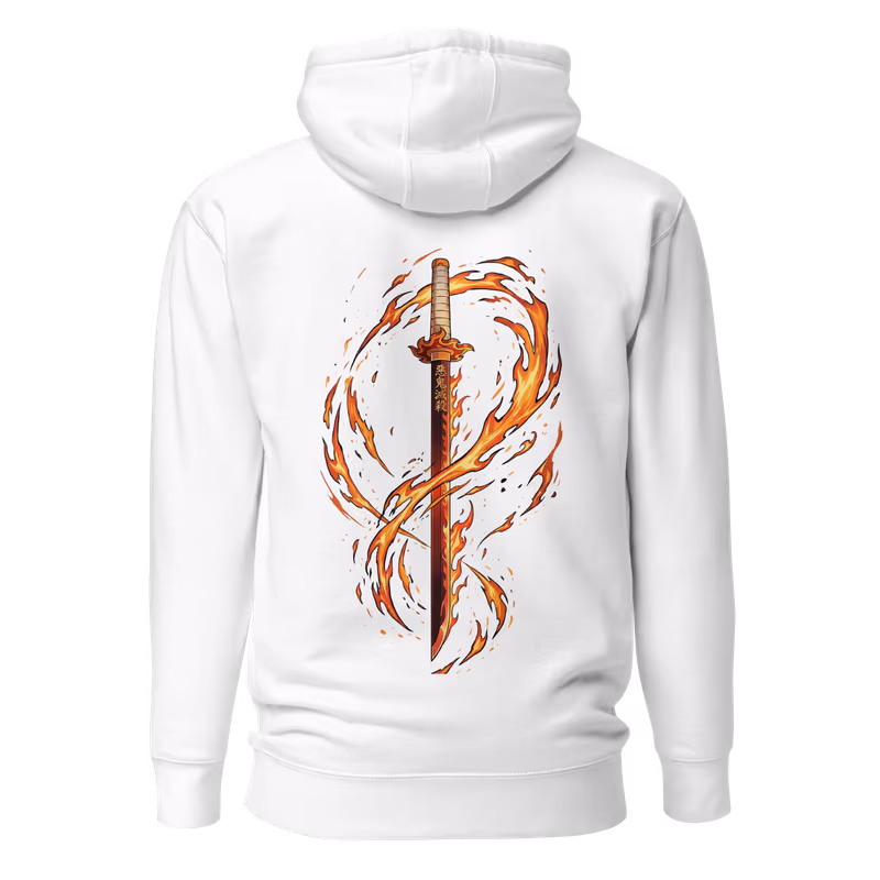 Flame Hashira Rengoku Demon Slayer Hoodie, Black, view 5