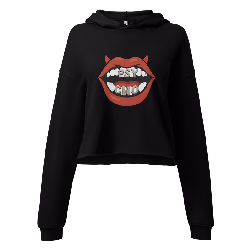 BABYMONSTER Psycho Crop Hoodie, Black, view