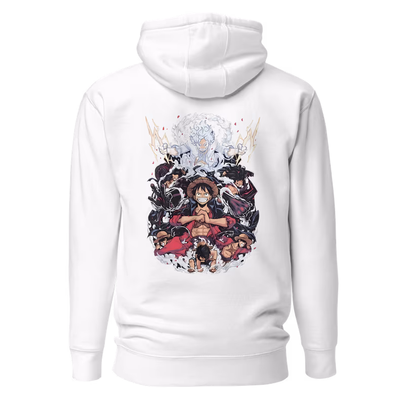 Luffy Gears Evolution One Piece Hoodie, Black, view 3
