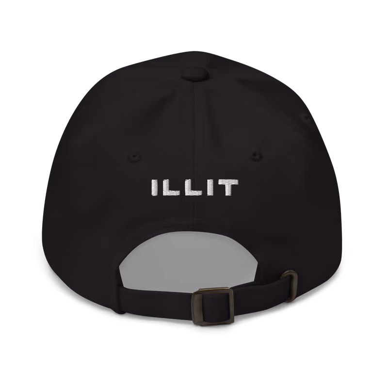 ILLIT Logo Embroidered Dad Hat, Black, view 2