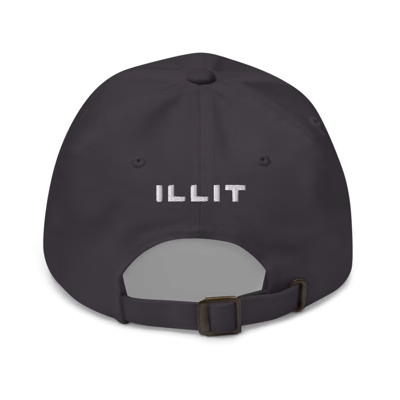 ILLIT Logo Embroidered Dad Hat, Black, view 4