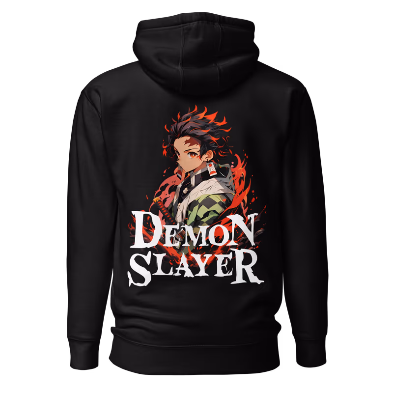 Tanjiro Kamado Demon Slayer Graphic Hoodie, Black, view
