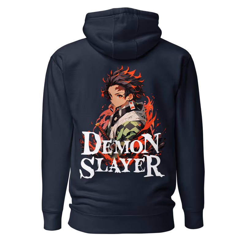 Tanjiro Kamado Demon Slayer Graphic Hoodie, Black, view 3