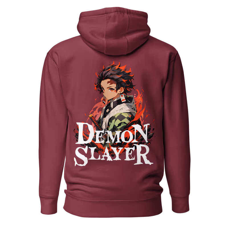 Tanjiro Kamado Demon Slayer Graphic Hoodie, Black, view 4