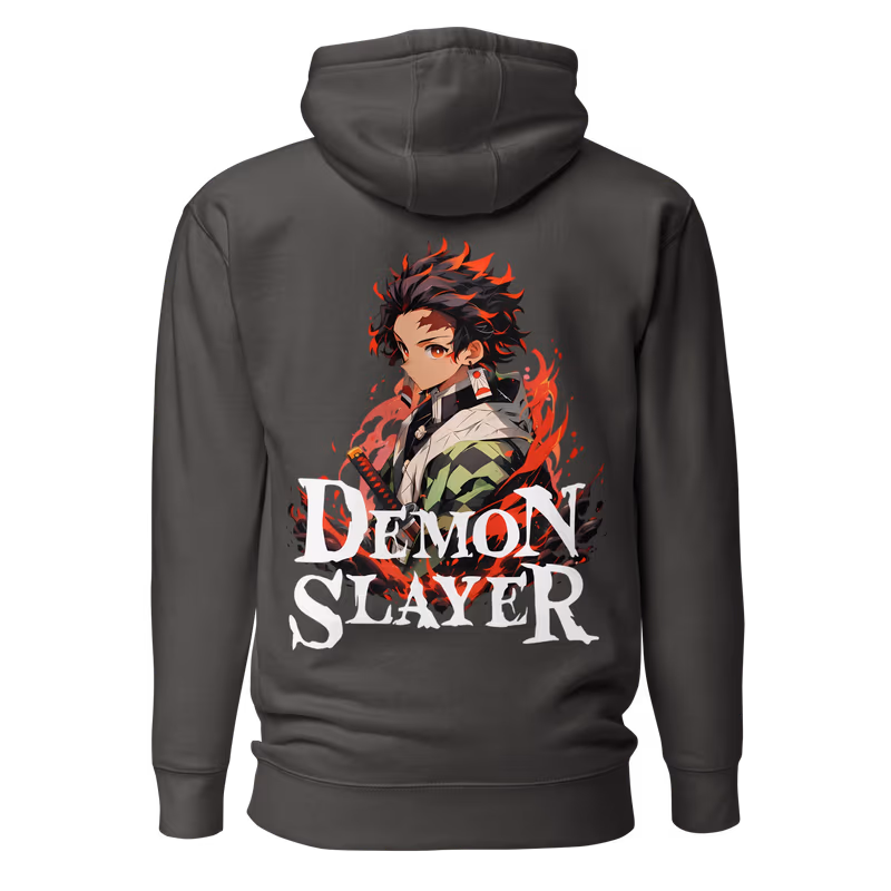 Tanjiro Kamado Demon Slayer Graphic Hoodie, Black, view 5