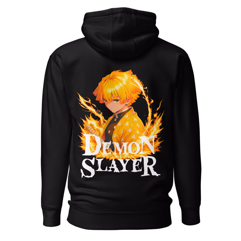 Zenitsu Agatsuma Demon Slayer Graphic Hoodie, Black, view