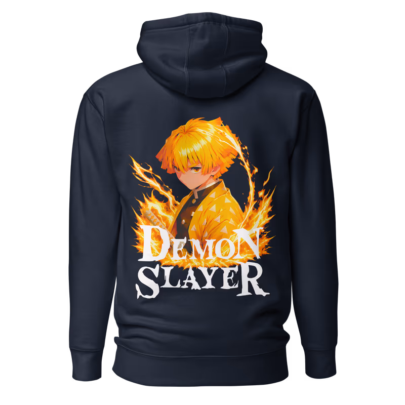 Zenitsu Agatsuma Demon Slayer Graphic Hoodie, Black, view 2