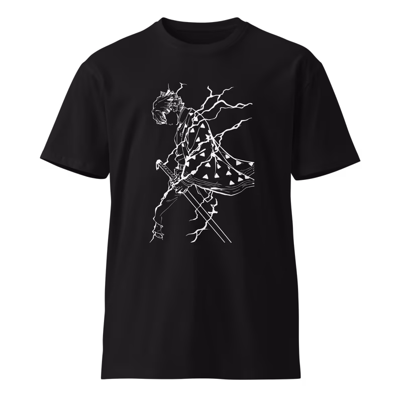 Zenitsu Silhouette Demon Slayer T-Shirt, Black, view