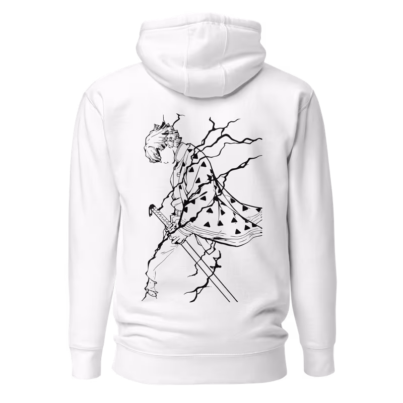 Zenitsu Silhouette Demon Slayer Hoodie, Black, view 3