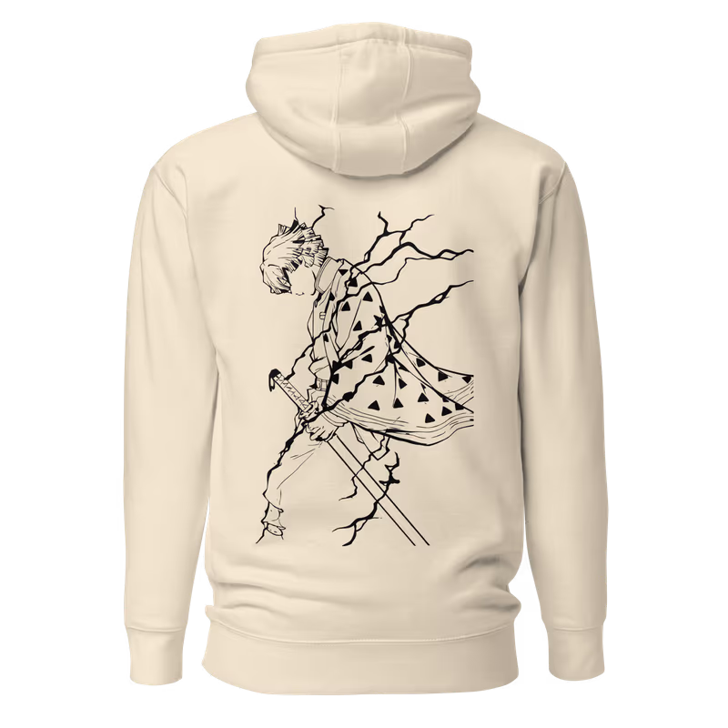 Zenitsu Silhouette Demon Slayer Hoodie, Black, view 4