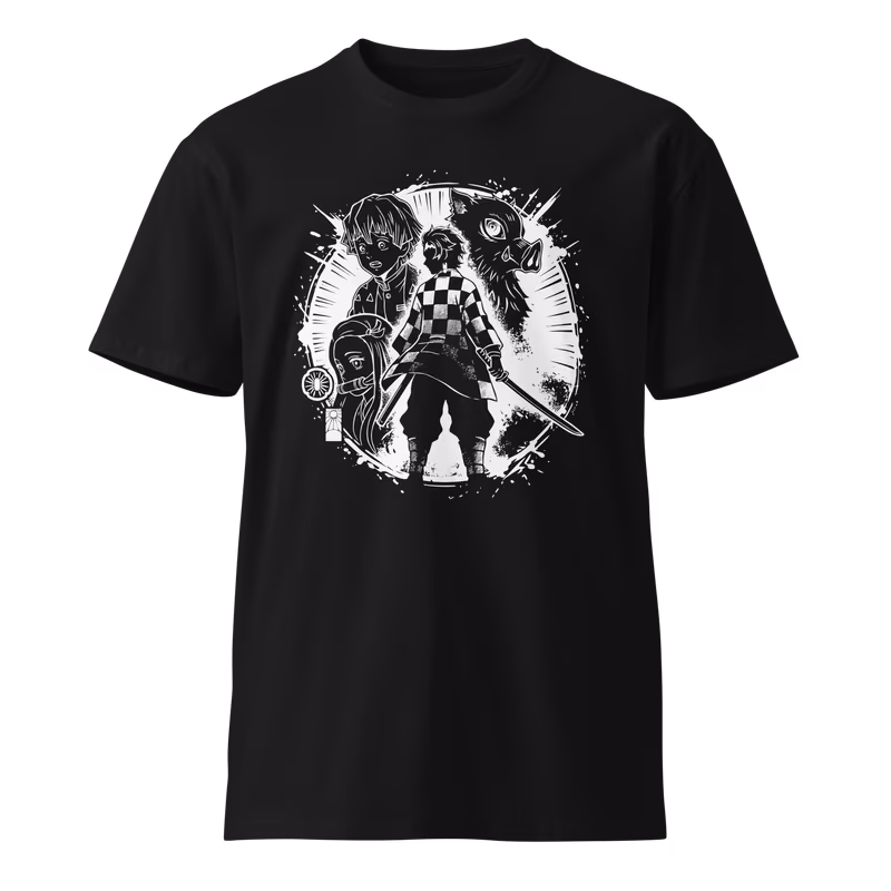 Kamaboko Squad Demon Slayer Graphic T-Shirt, Black, view