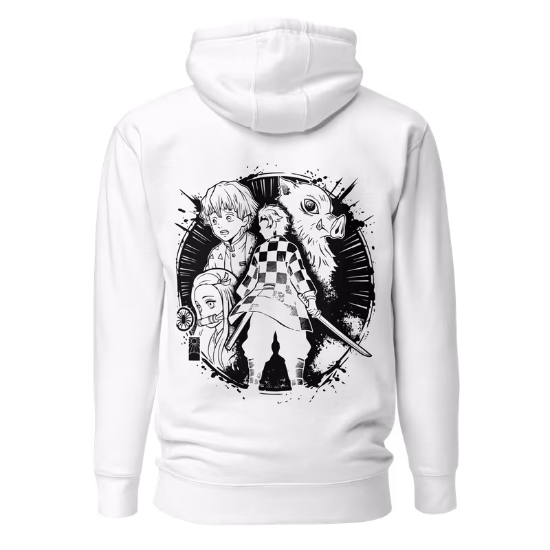 Kamaboko Squad Demon Slayer Graphic Hoodie, Black, view 2