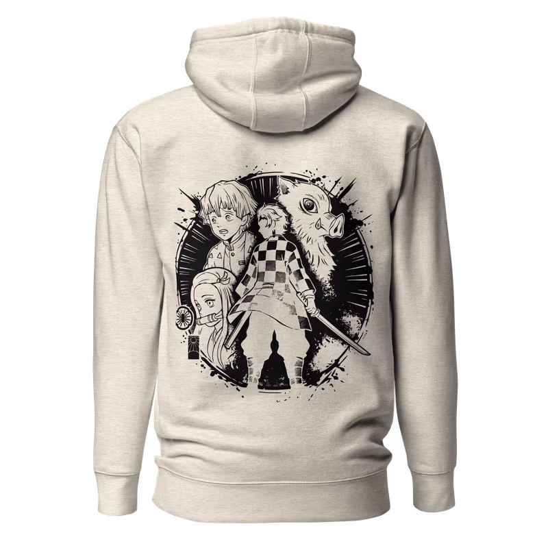 Kamaboko Squad Demon Slayer Graphic Hoodie, Black, view 4